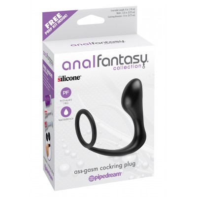 Ass-Gasm Cockring Plug Black