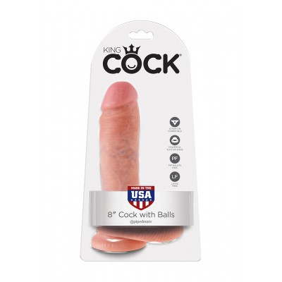 Cock  8 Inch W/ Balls Flesh