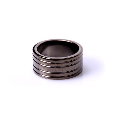 Black Steel Cockring Ribbed (Diverse maten)