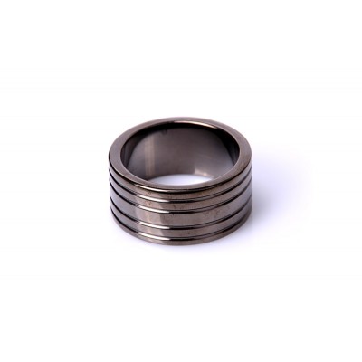 Black Steel Cockring Ribbed (Diverse maten)